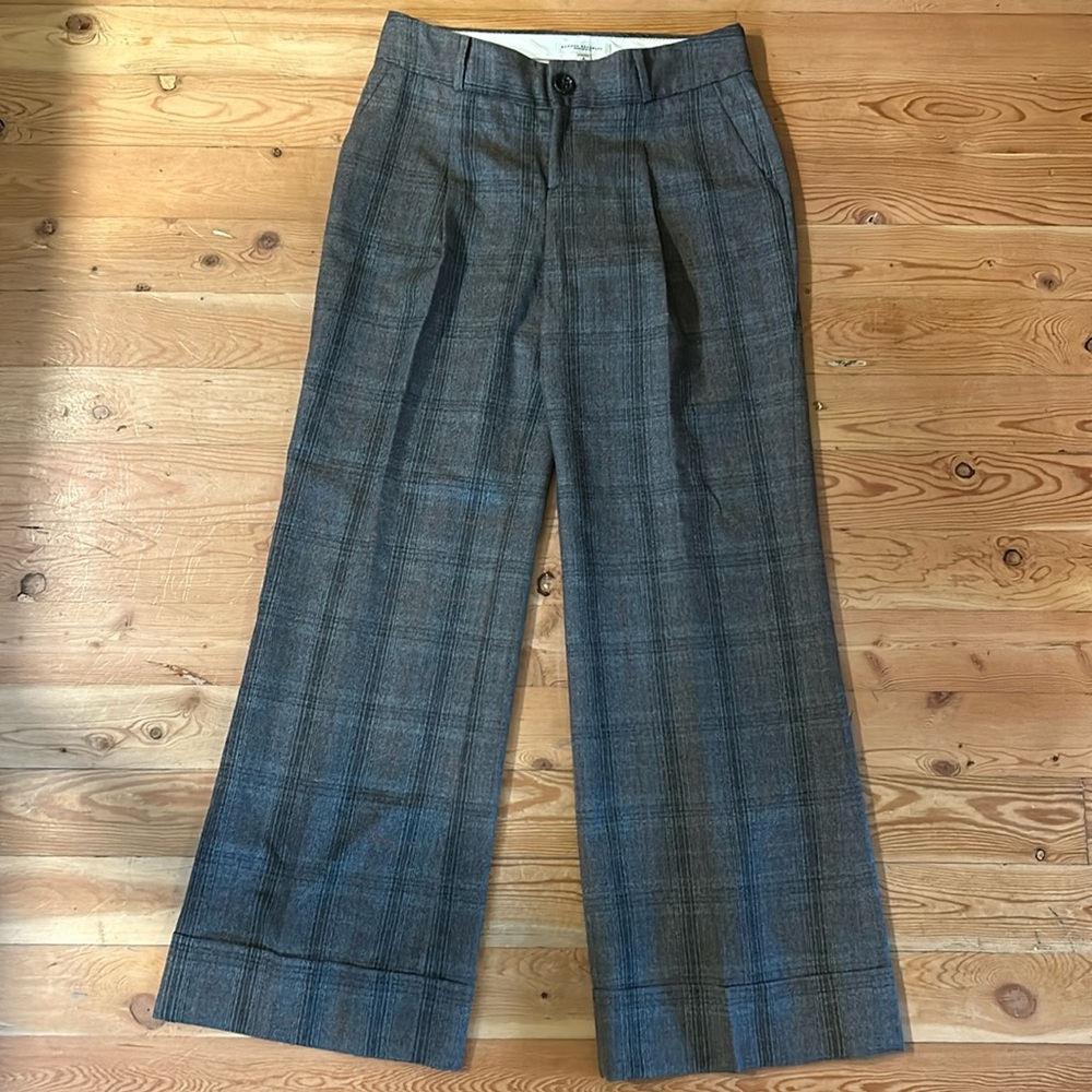 Banana Republic Plaid Martin Fit Wool Blend Button Cuffed Slacks Size 4